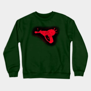 Zombies Red and Black Sketchy Ray Gun on Emerald Green Crewneck Sweatshirt